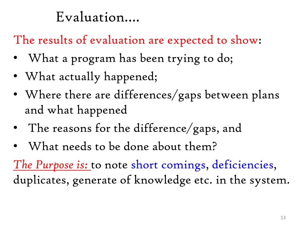 evaluation