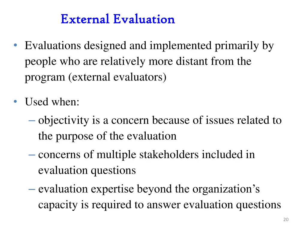 external evaluation external evaluation
