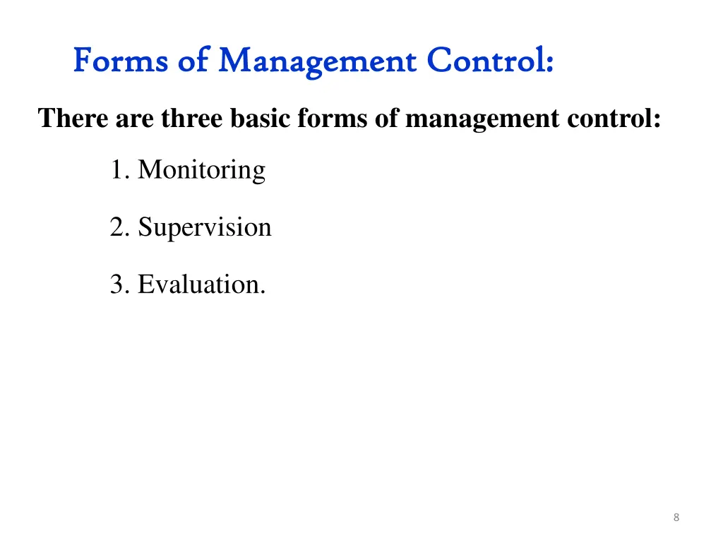 forms of management control forms of management