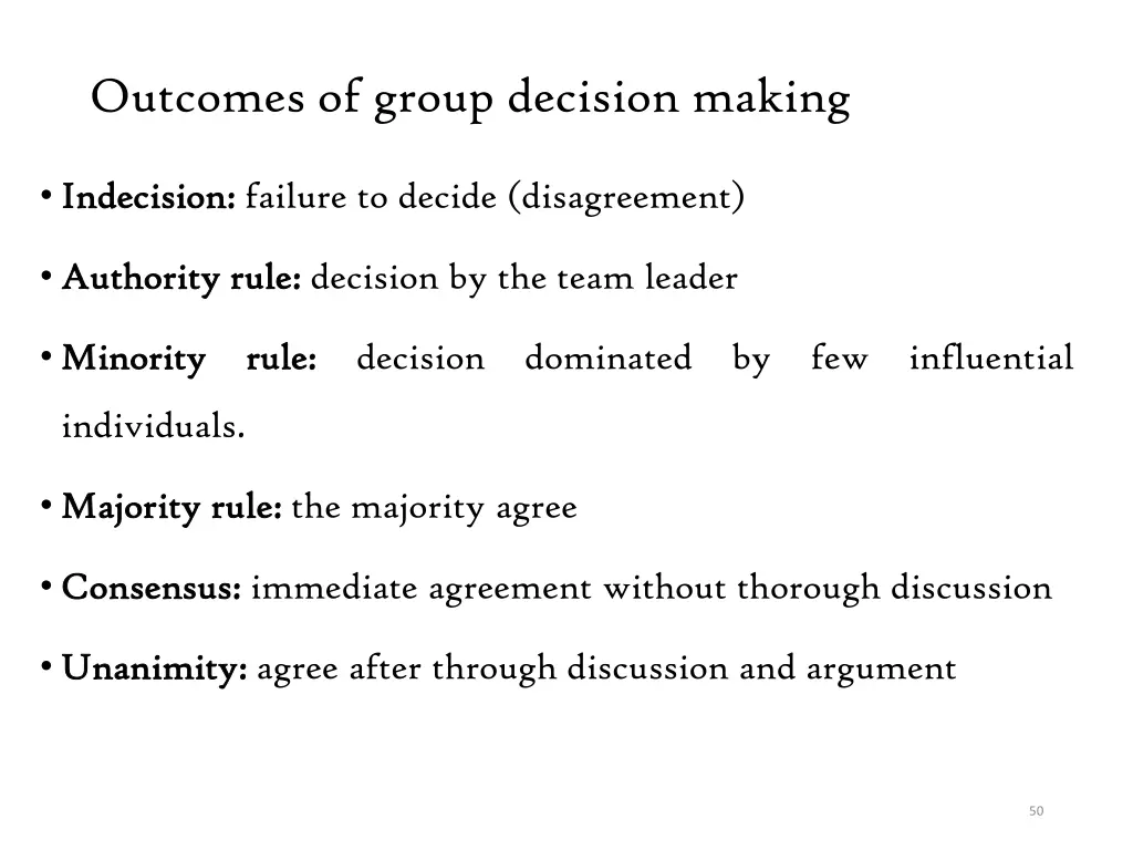 outcomes of group decision making