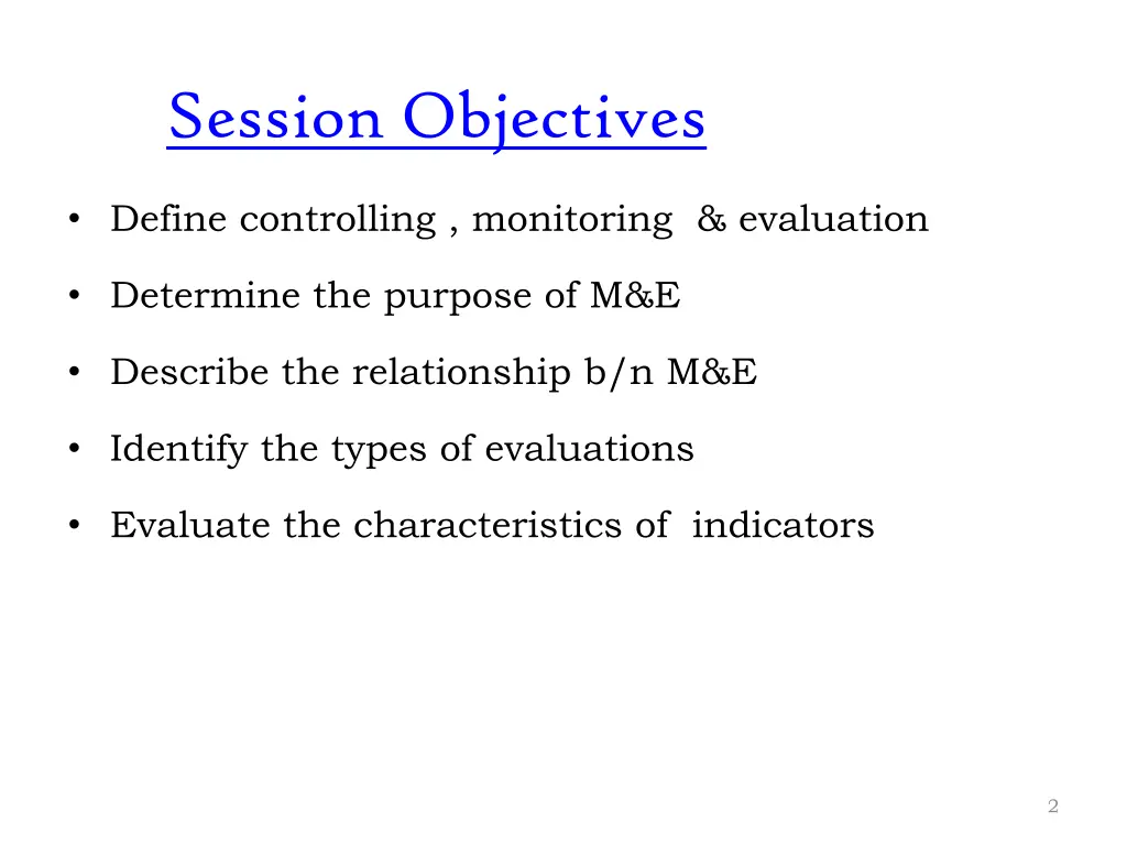 session objectives