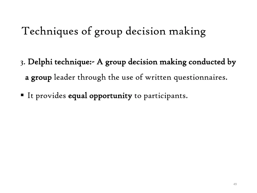 techniques of group decision making