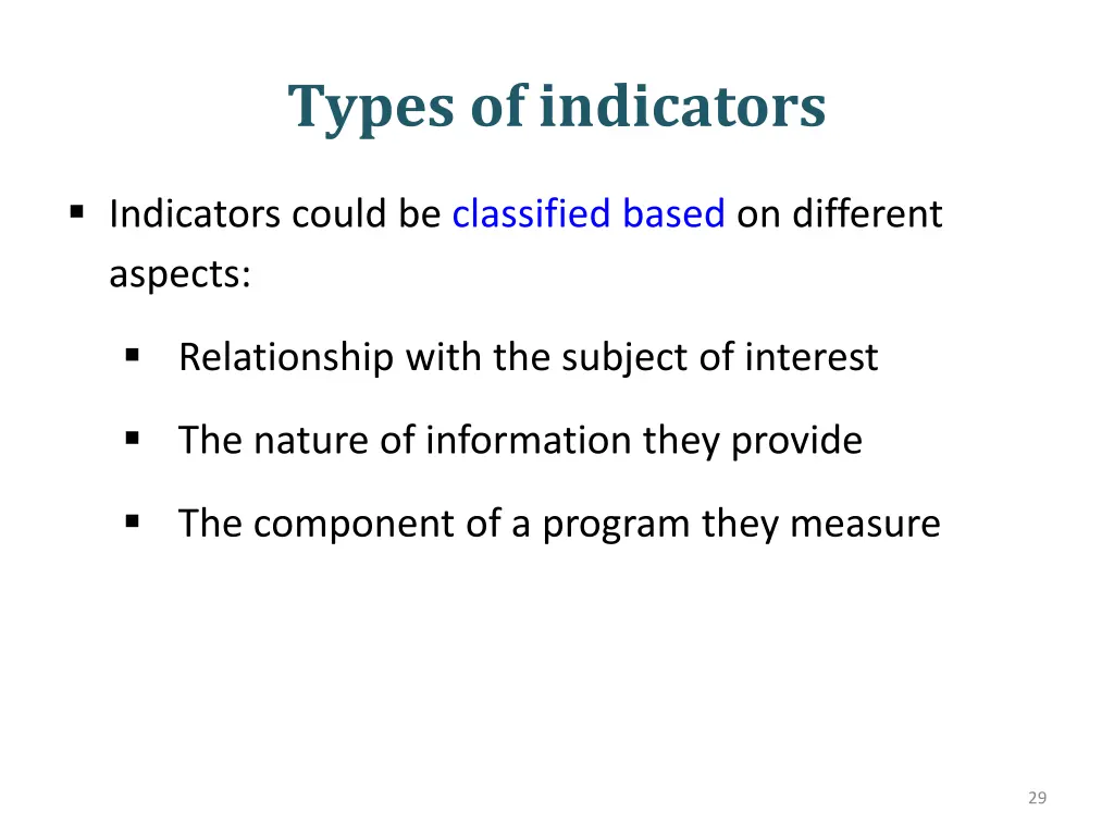 types of indicators