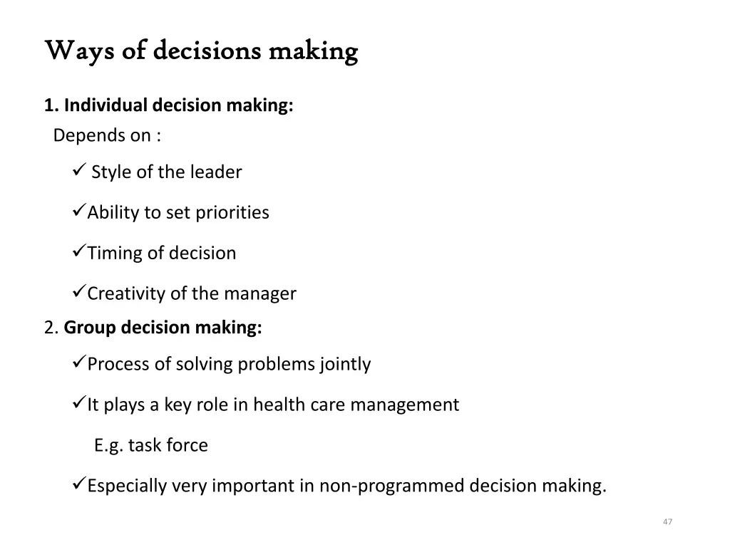 ways of decisions making ways of decisions making