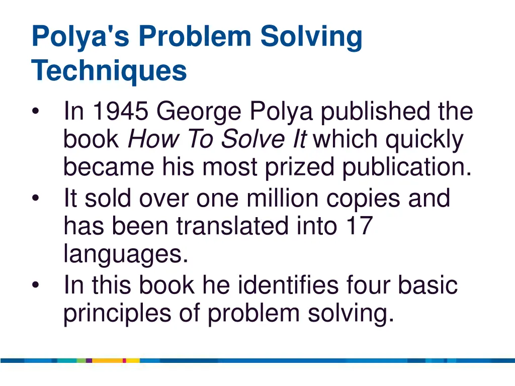 polya s problem solving techniques in 1945 george