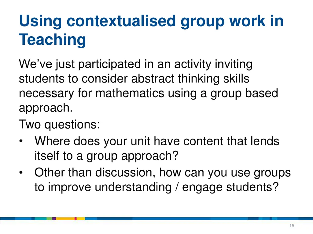 using contextualised group work in teaching