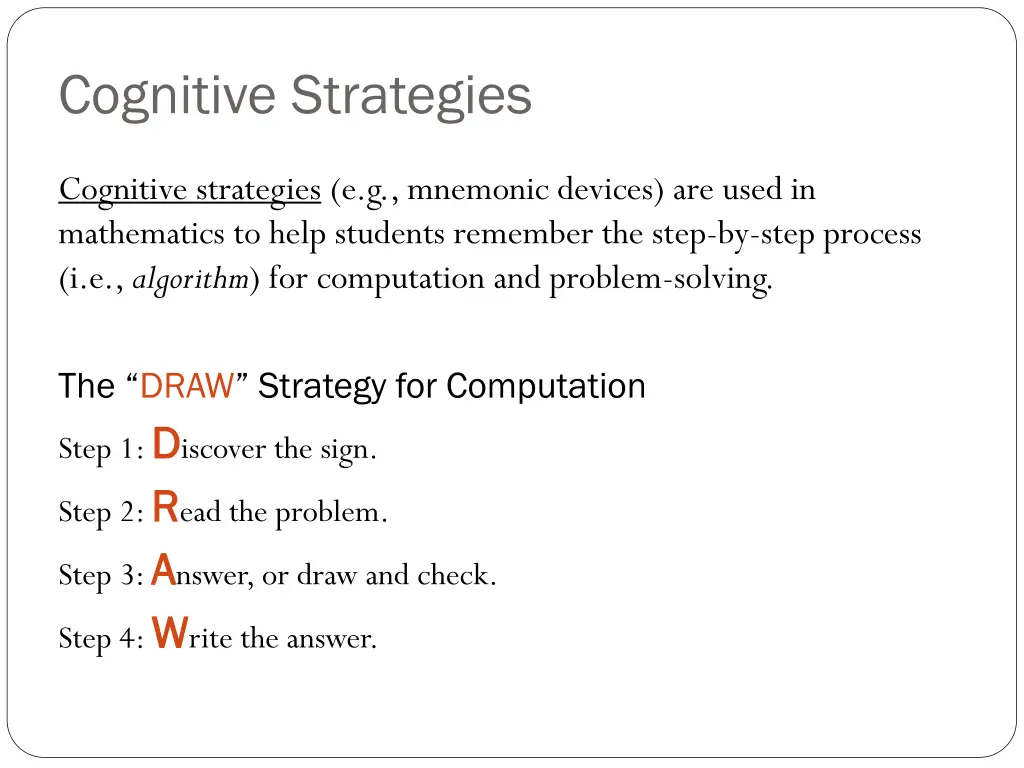 cognitive strategies