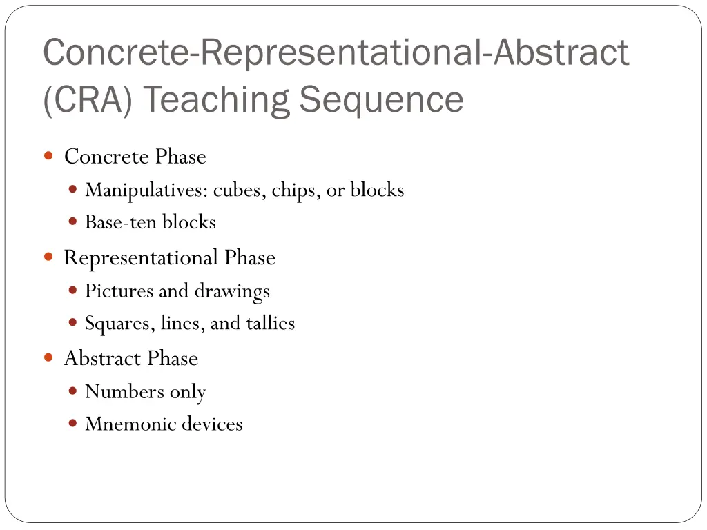 concrete representational abstract cra teaching