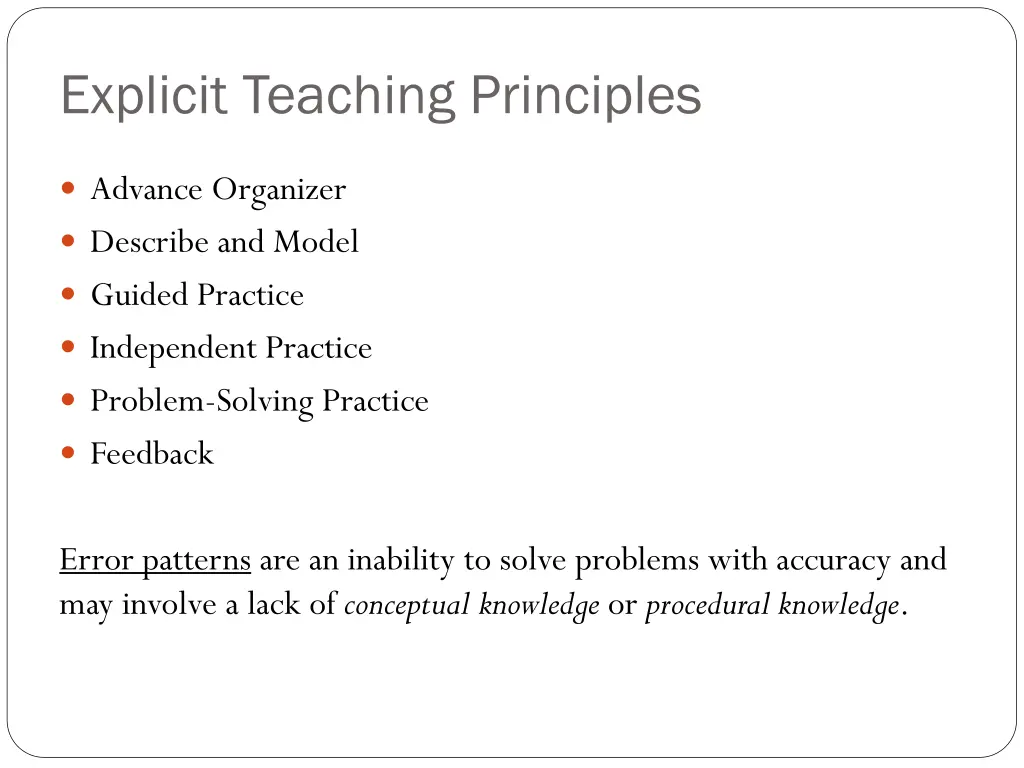 explicit teaching principles