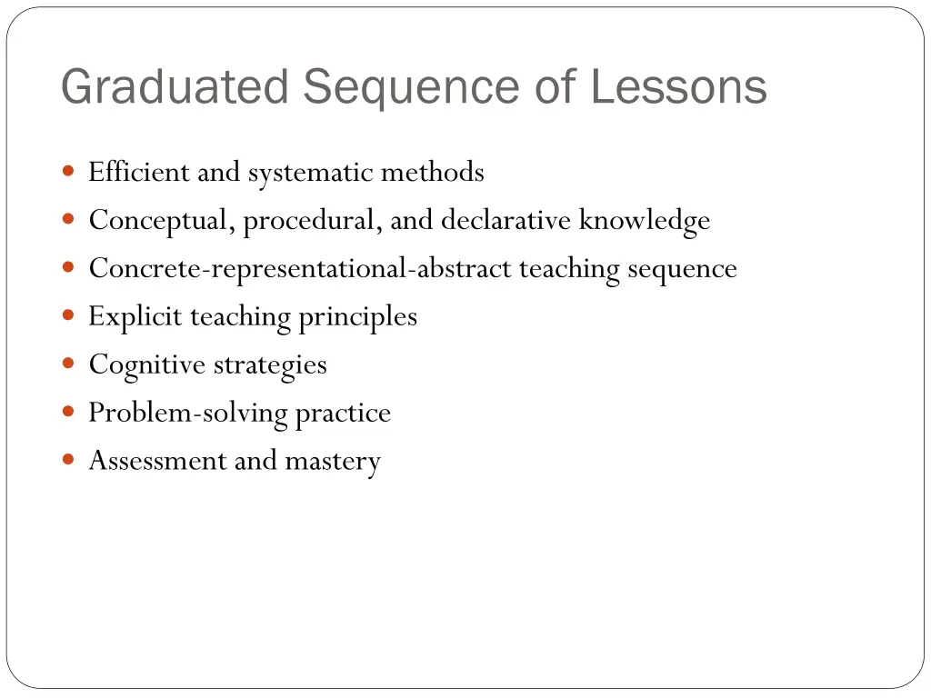 graduated sequence of lessons