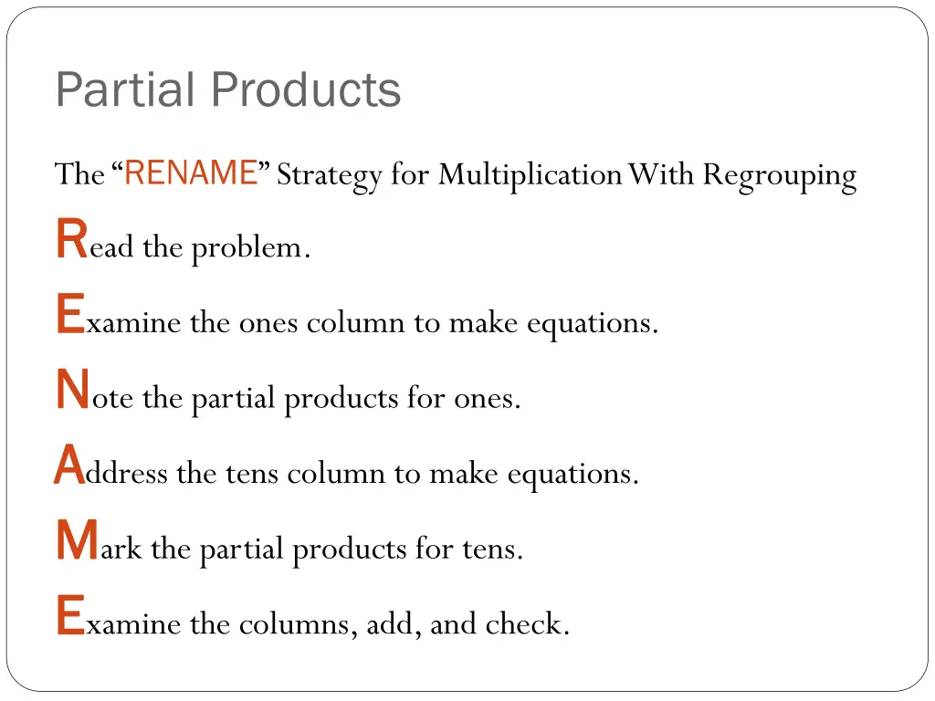 partial products