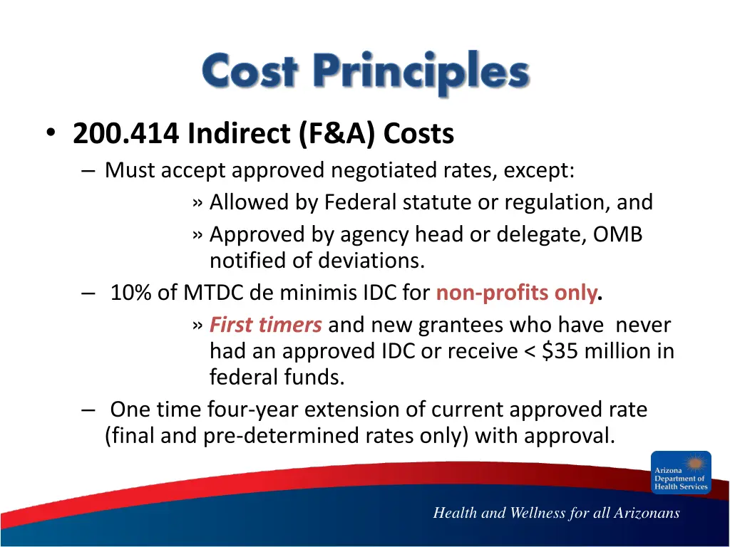 cost principles 200 414 indirect f a costs must