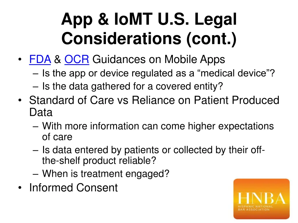 app iomt u s legal considerations cont