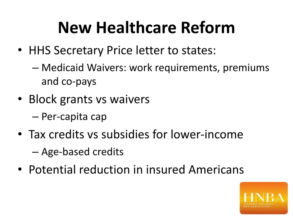 new healthcare reform hhs secretary price letter