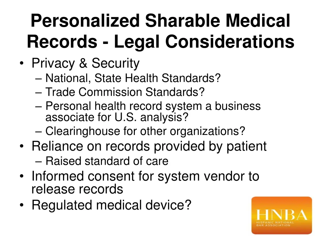 personalized sharable medical records legal