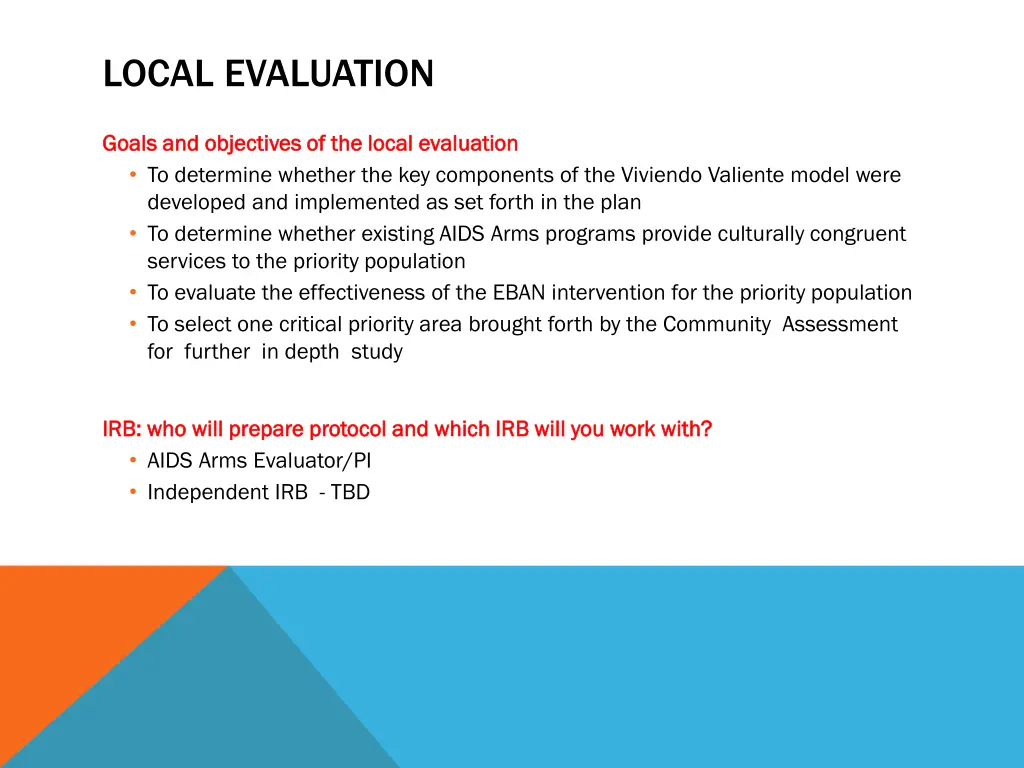 local evaluation