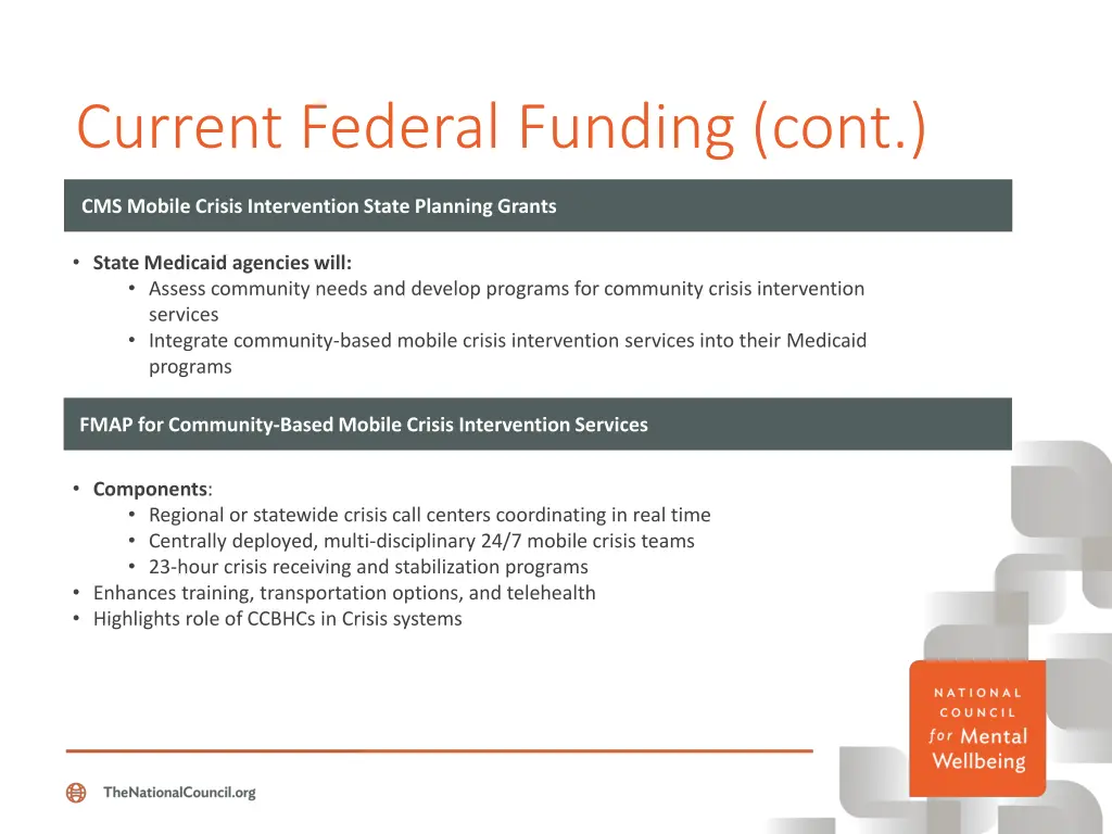 current federal funding cont