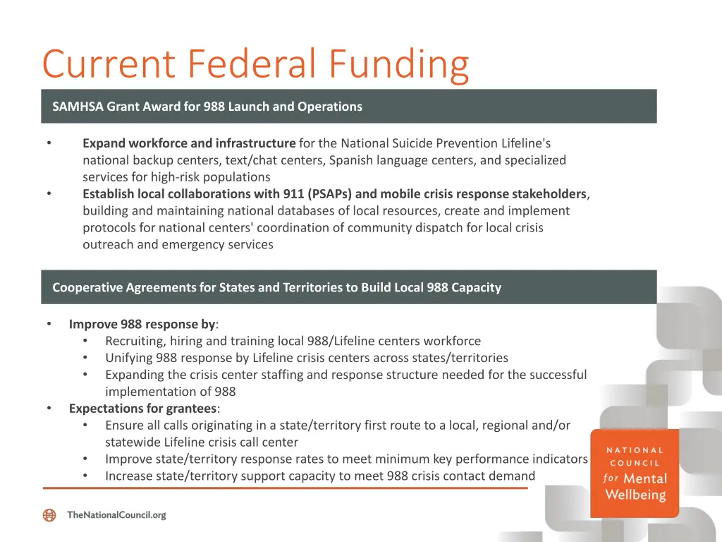 current federal funding