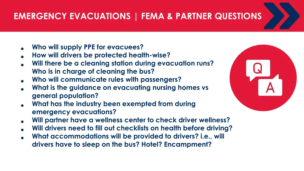 emergency evacuations fema partner questions