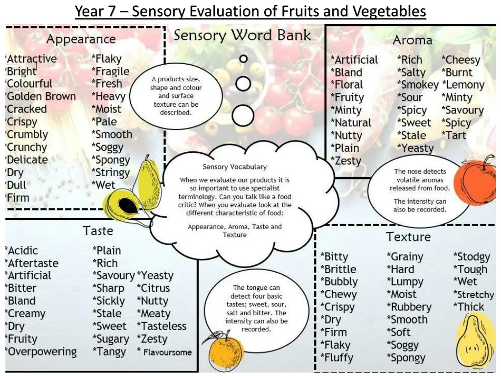 year 7 sensory evaluation of fruits and vegetables 1