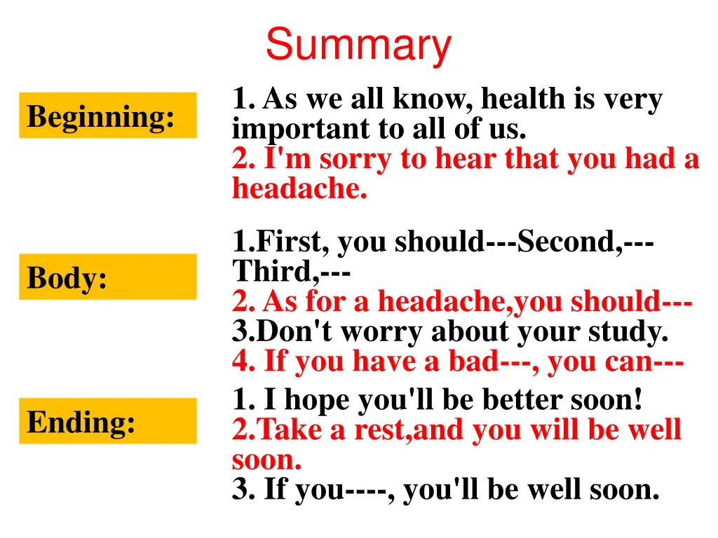 summary 1 as we all know health is very important