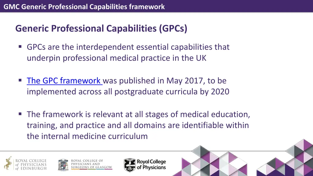 gmc generic professional capabilities framework