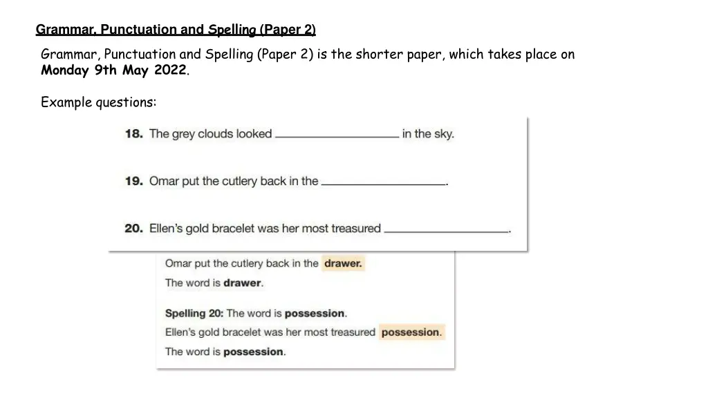 grammar punctuation and spelling paper 2 grammar
