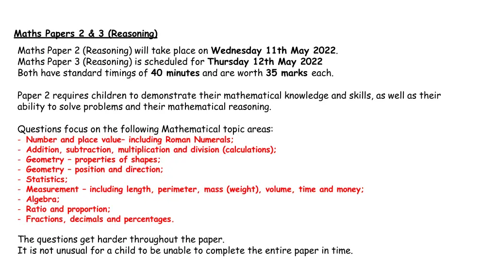 maths papers 2 3 reasoning maths paper