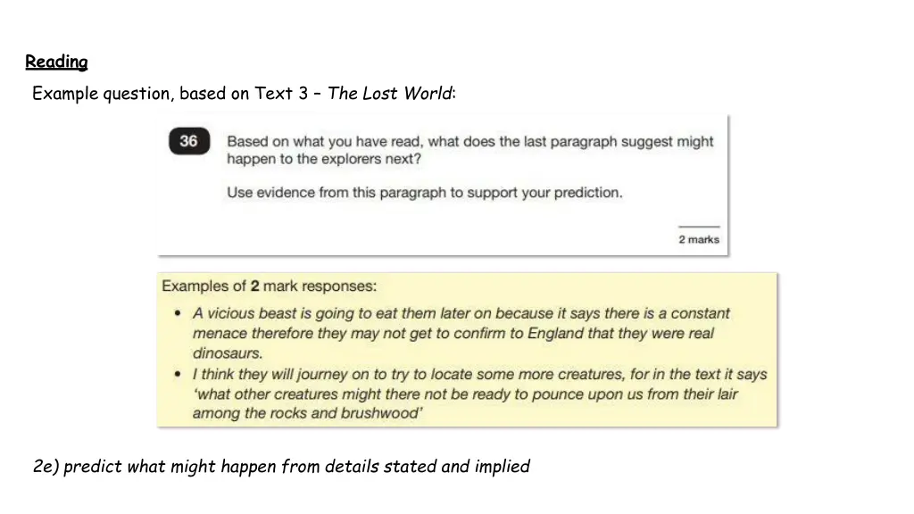 reading example question based on text 3 the lost
