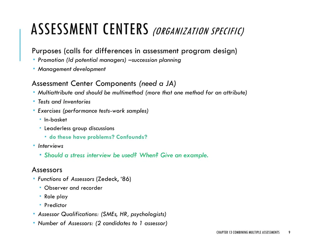 assessment centers organization specific