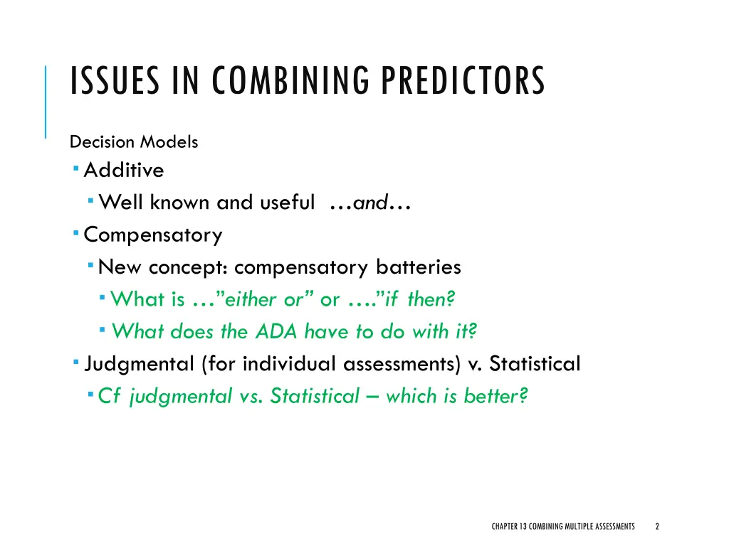 issues in combining predictors