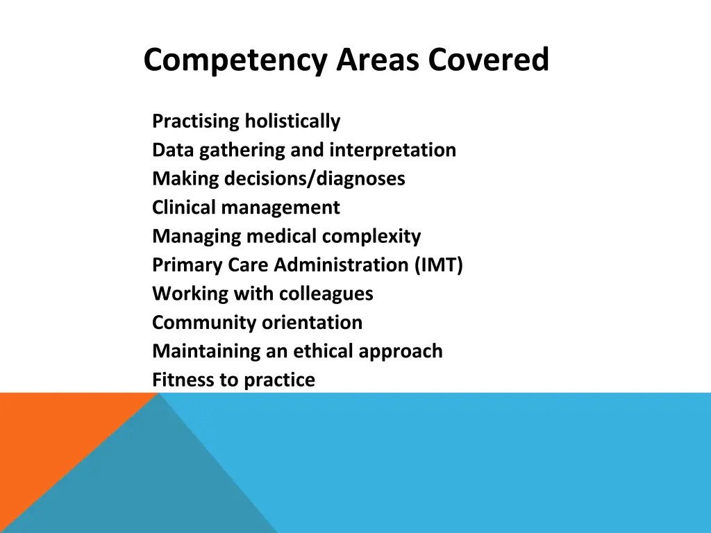 competency areas covered