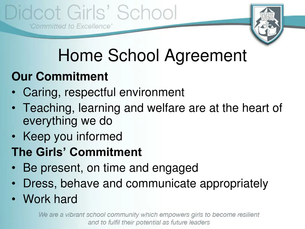home school agreement our commitment caring