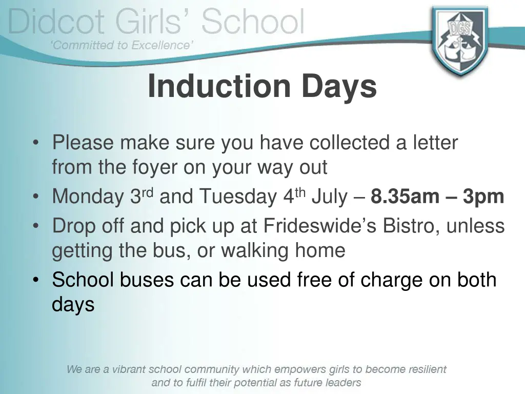induction days