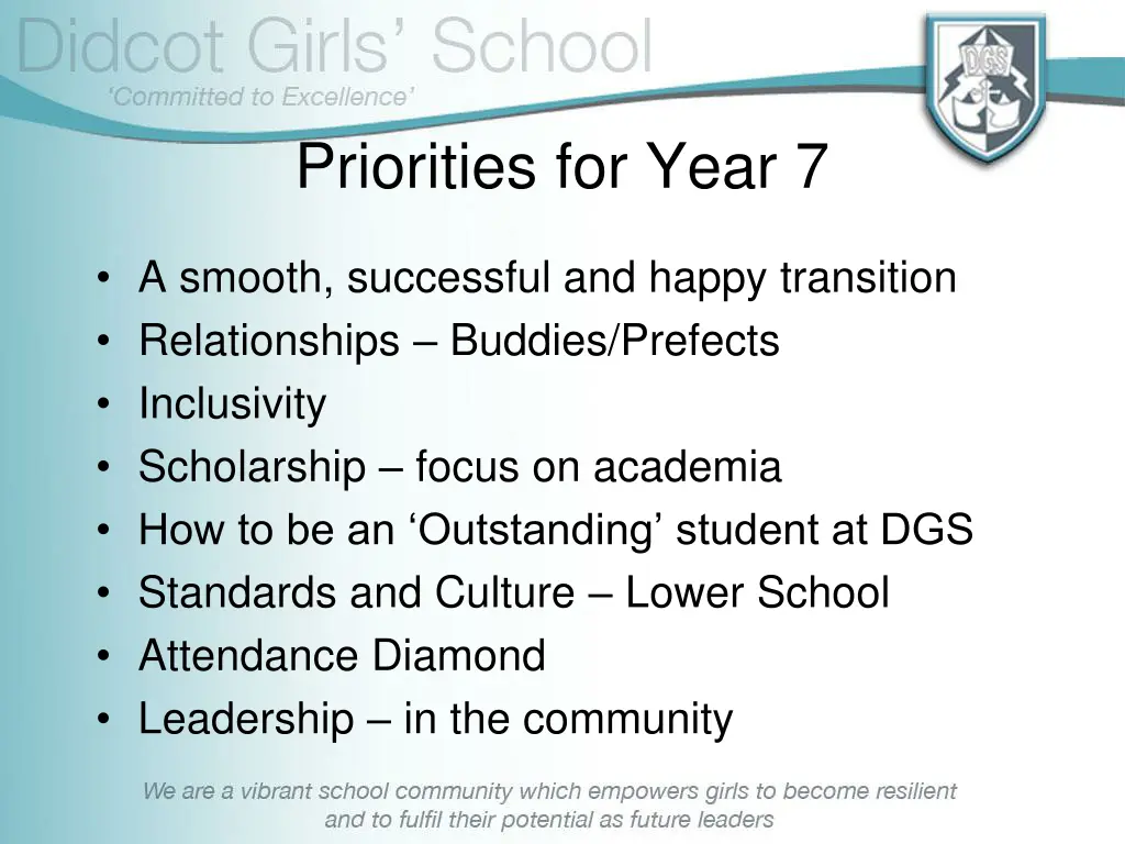 priorities for year 7