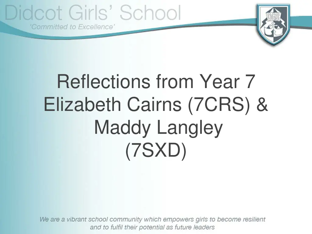 reflections from year 7 elizabeth cairns 7crs
