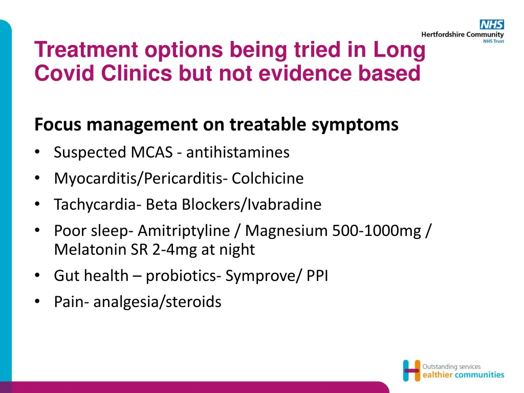 treatment options being tried in long covid
