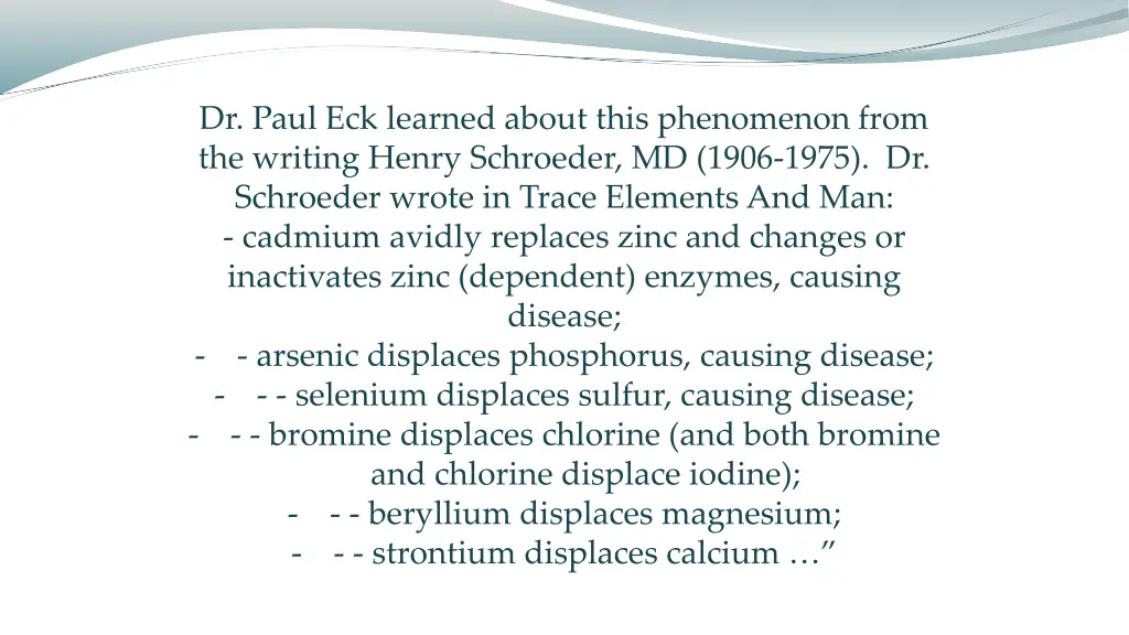 dr paul eck learned about this phenomenon from