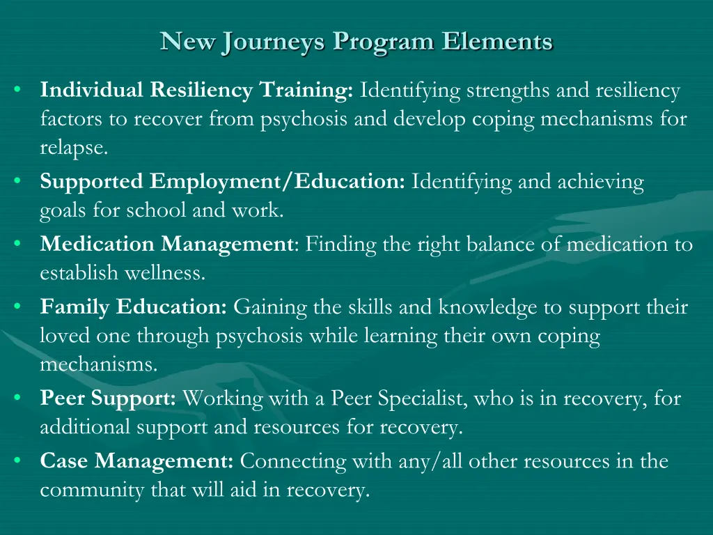 new journeys program elements