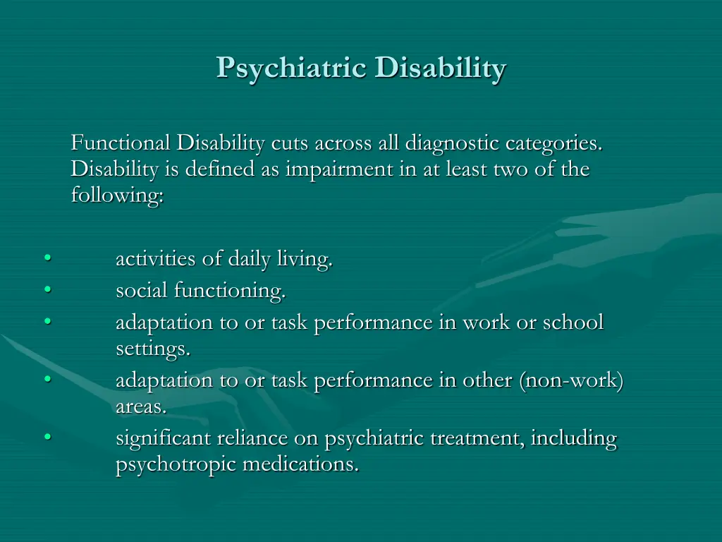 psychiatric disability