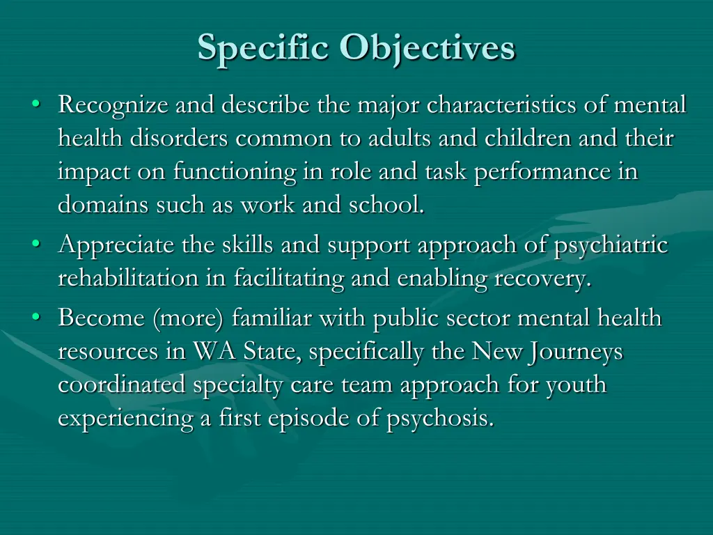 specific objectives