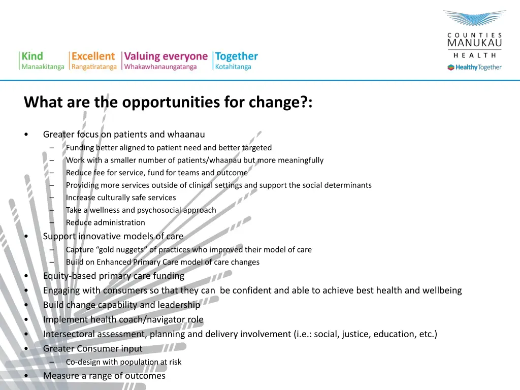 what are the opportunities for change
