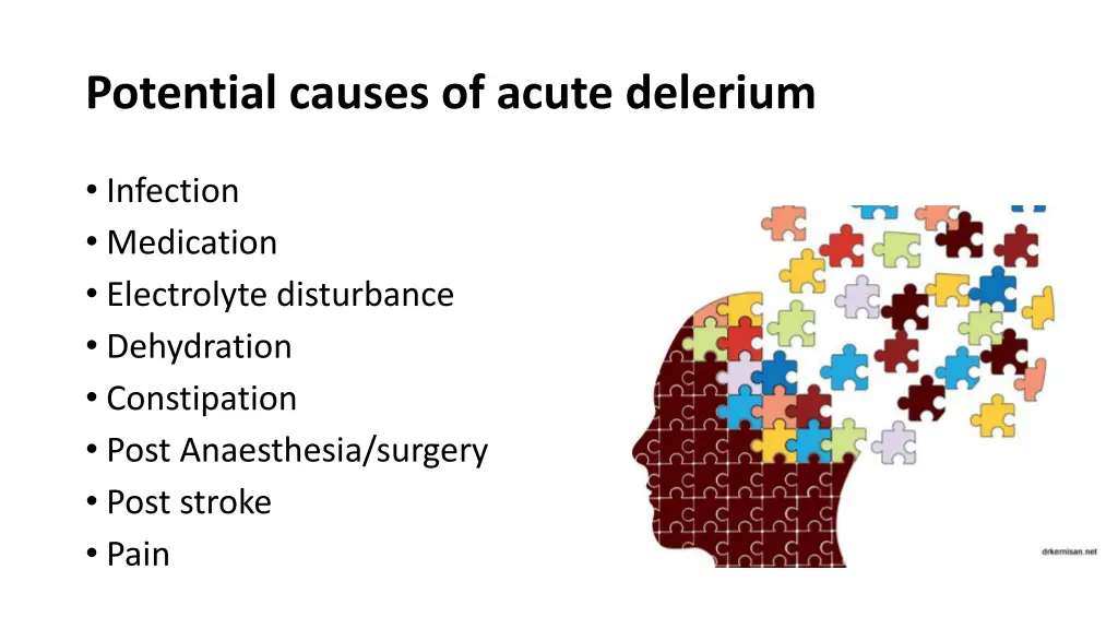 potential causes of acute delerium