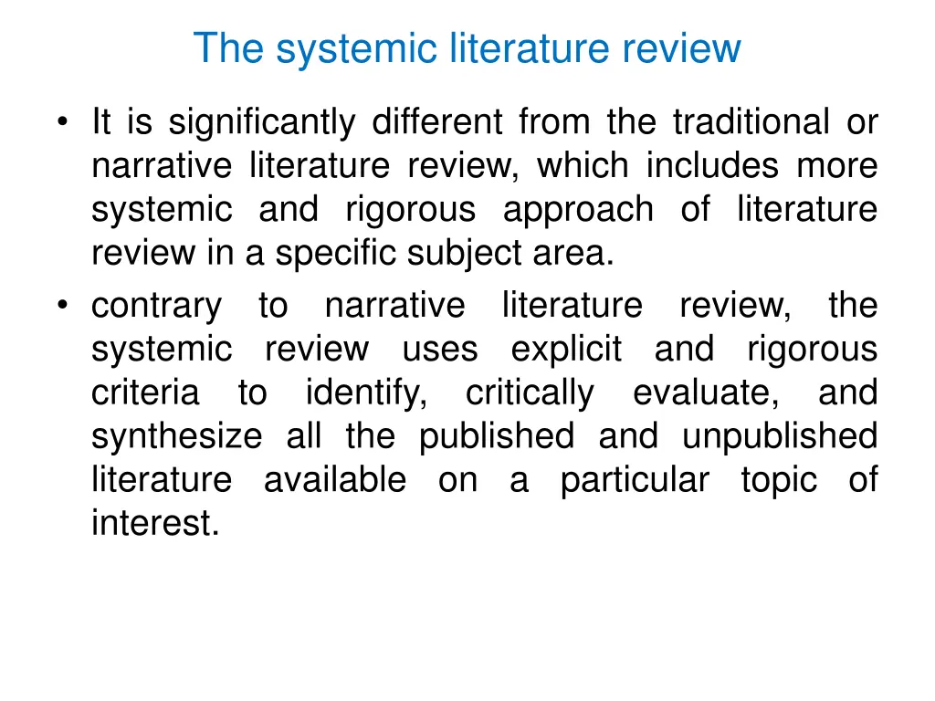 the systemic literature review