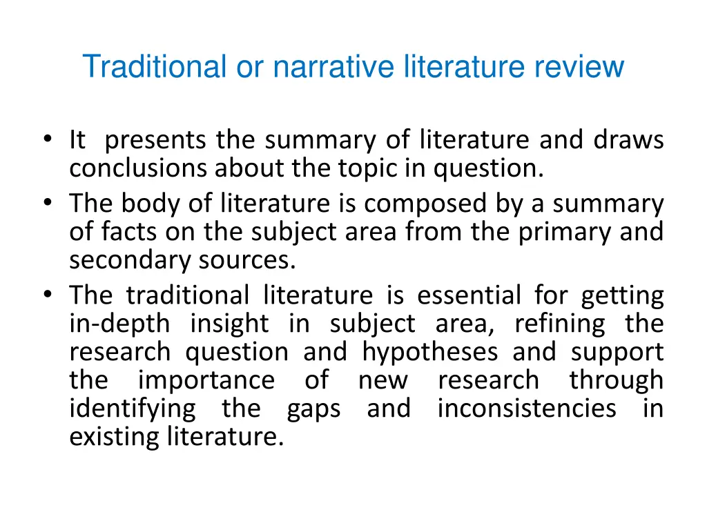 traditional or narrative literature review