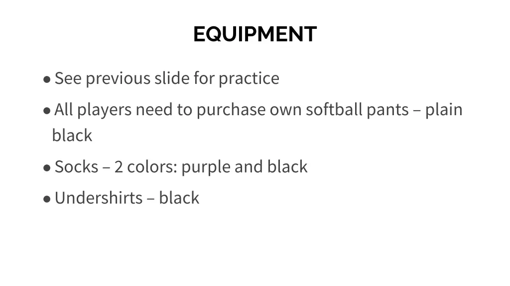 equipment