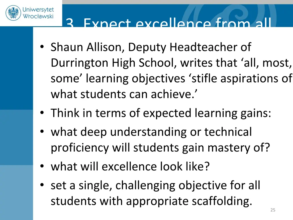3 expect excellence from all shaun allison deputy
