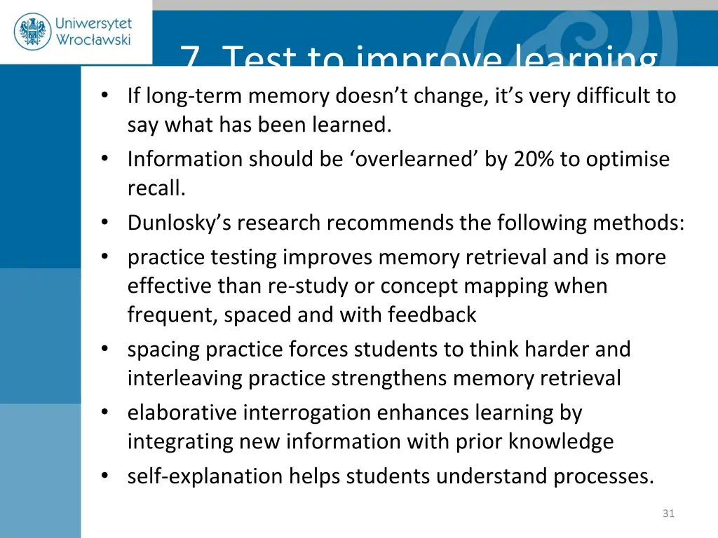 7 test to improve learning if long term memory