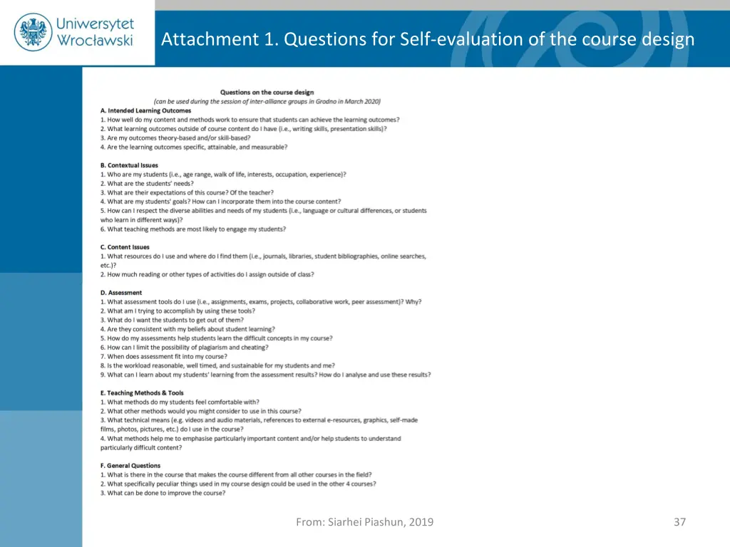 attachment 1 questions for self evaluation