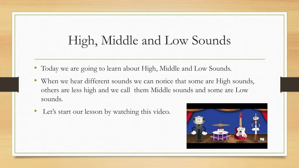 high middle and low sounds